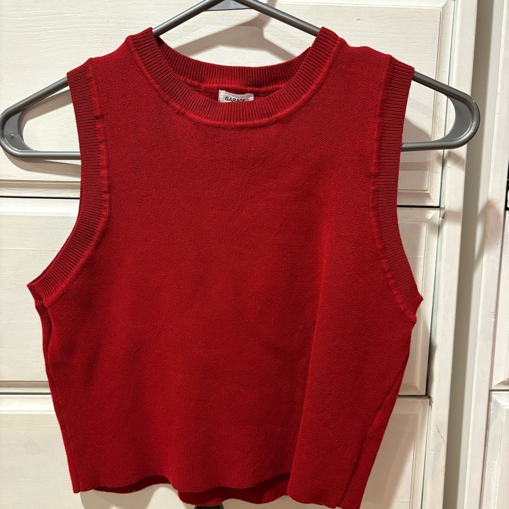 Garage Red Knit Tank Top